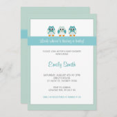 Invitation de baby shower de garçon de hibou (Devant / Derrière)