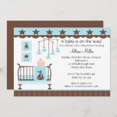 Invitation de baby shower de garçon de huche de (Devant / Derrière)