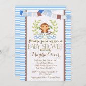 Invitation de baby shower de garçon de singe (Devant / Derrière)
