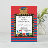 Invitation de baby shower de garçon de train de (Debout devant)