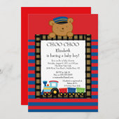 Invitation de baby shower de garçon de train de (Devant / Derrière)