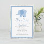 Invitation de baby shower de garçon d'éléphant de (Debout devant)