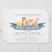 Invitation de Baby shower de garçon des animaux de (Devant)