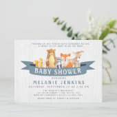 Invitation de Baby shower de garçon des animaux de (Debout devant)