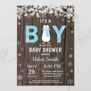 Invitation de Baby shower de garçon d'hiver de Pin