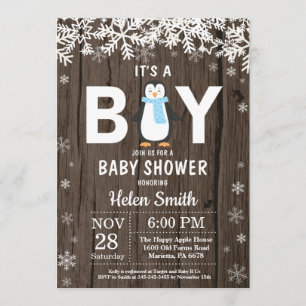 Invitation de Baby shower de garçon d'hiver de Pin