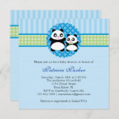 Invitation de baby shower de garçon d'ours panda (Devant / Derrière)