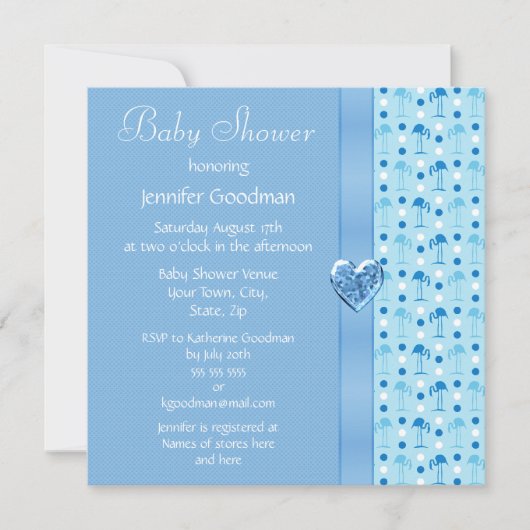 Invitation de Baby shower de garçon Flamant rose b (Devant)