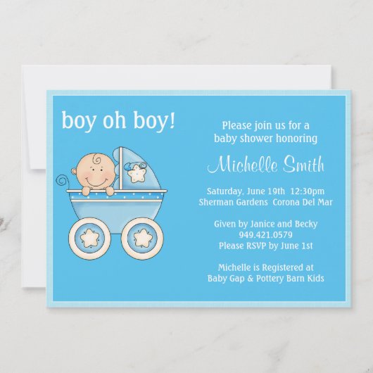 Invitation de baby shower de garçon oh (Devant)