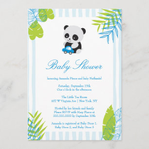 Invitation de Baby shower de garçon Panda Cute