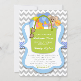 Invitation de baby shower de garçon - seau de bébé