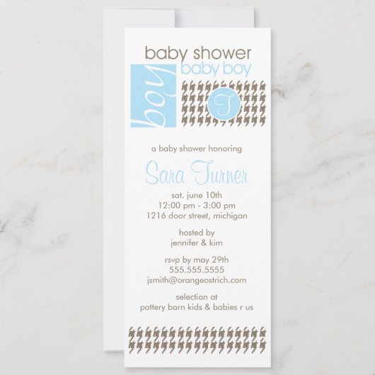 Invitation de Baby shower de garçon - tendance (Devant)