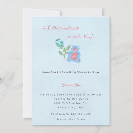 Invitation de Baby shower de garçon un peu amoureu (Devant)