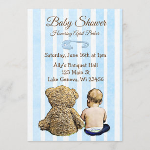 Invitation de baby shower de garçons d'ours de