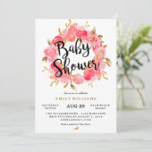 Invitation de Baby shower de germe rose or (Debout devant)