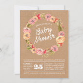 Invitation de Baby shower de germes floraux rustiq (Devant)