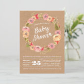 Invitation de Baby shower de germes floraux rustiq (Debout devant)