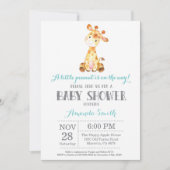 Invitation de Baby shower de Girafe Aqua et Grey (Devant)