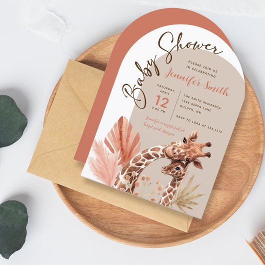 Invitation de Baby Shower de girafe Boho Mignon
