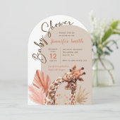 Invitation de Baby Shower de girafe Boho Mignon (Debout devant)