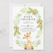 Invitation de Baby shower de girafe d'aquarelle (Devant)