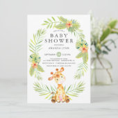 Invitation de Baby shower de girafe d'aquarelle (Debout devant)