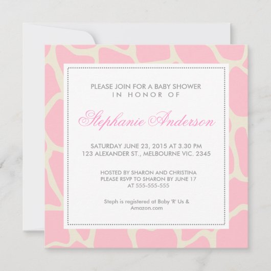 invitation de baby shower de girafe personnalisé (Devant)