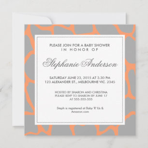 invitation de baby shower de girafe personnalisé