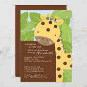 Invitation de Baby shower de Giraffe Jaune (Devant / Derrière)