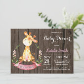 Invitation de Baby shower de Giraffe Rustique (Debout devant)