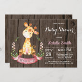 Invitation de Baby shower de Giraffe Rustique (Devant / Derrière)