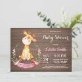 Invitation de Baby shower de Giraffe Rustique (Debout devant)