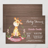 Invitation de Baby shower de Giraffe Rustique (Devant / Derrière)