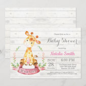 Invitation de Baby shower de Giraffe Rustique (Devant / Derrière)