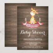 Invitation de Baby shower de Giraffe Rustique (Devant / Derrière)