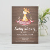 Invitation de Baby shower de Giraffe Rustique (Debout devant)