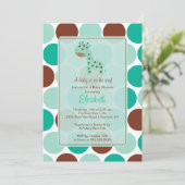 Invitation de Baby shower de Giraffe Turquoise (Debout devant)