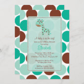 Invitation de Baby shower de Giraffe Turquoise (Devant / Derrière)
