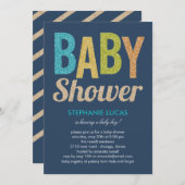 Invitation de Baby shower de Glittery - Garçon (Devant / Derrière)