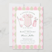 Invitation de baby shower de golf rose (Devant)