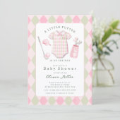 Invitation de baby shower de golf rose (Debout devant)