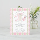 Invitation de baby shower de golf rose (Debout devant)