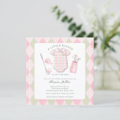 Invitation de baby shower de golf rose (Debout devant)