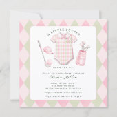 Invitation de baby shower de golf rose (Devant)
