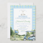 Invitation de Baby shower de golf Soft Blue Green  (Devant)