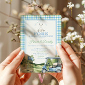 Invitation de Baby shower de golf Soft Blue Green 