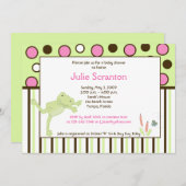 Invitation de Baby shower de grenouille à sauce mo (Devant / Derrière)