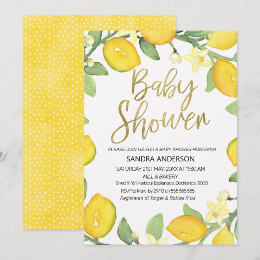 Invitation de baby shower de guirlande de (Devant / Derrière)