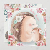 Invitation de Baby shower de hérisson (Devant / Derrière)