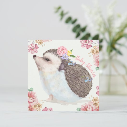 Invitation de Baby shower de hérisson (Debout devant)